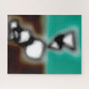 Message in a Bottle: Abstract Brown, Teal, B & W Jigsaw Puzzle