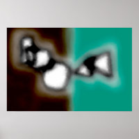 Message in a Bottle: Abstract Brown, Teal, B & W