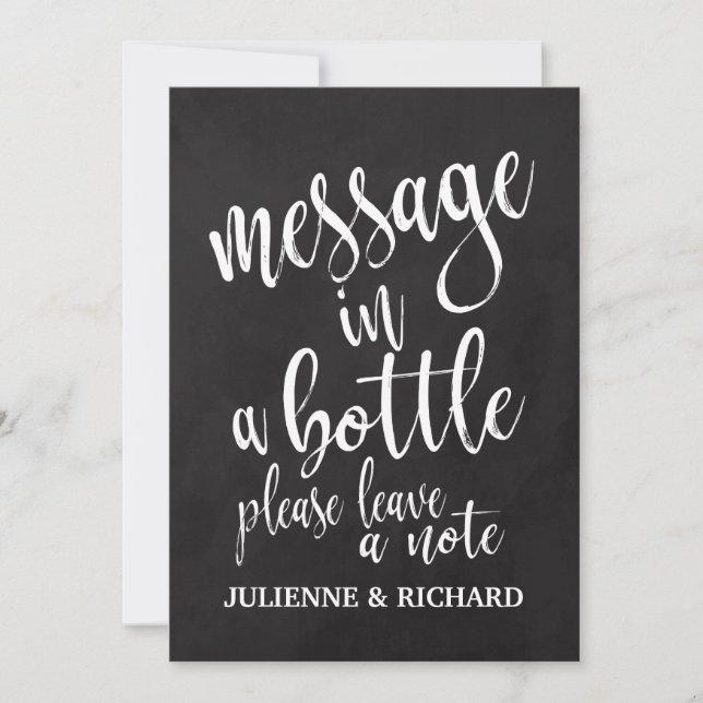 Message in a Bottle Affordable Chalkboard Sign Invitation (Front)