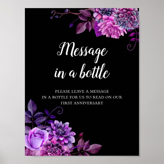 Message in a bottle print Black and purple wedding (Front)