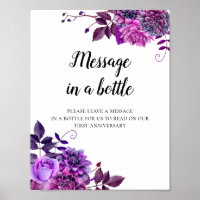 Message in a bottle print. Purple flowers wedding