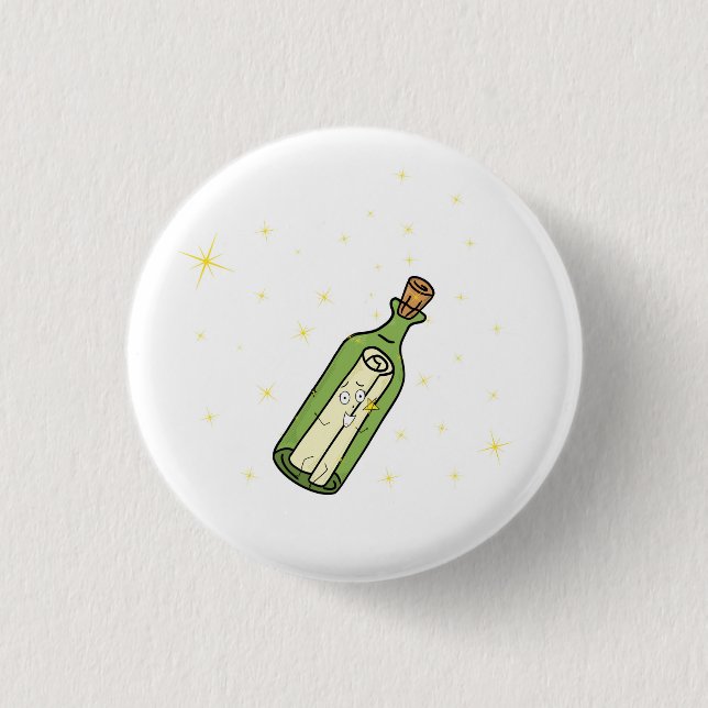 Message in a bottle theme 3 cm round badge (Front)