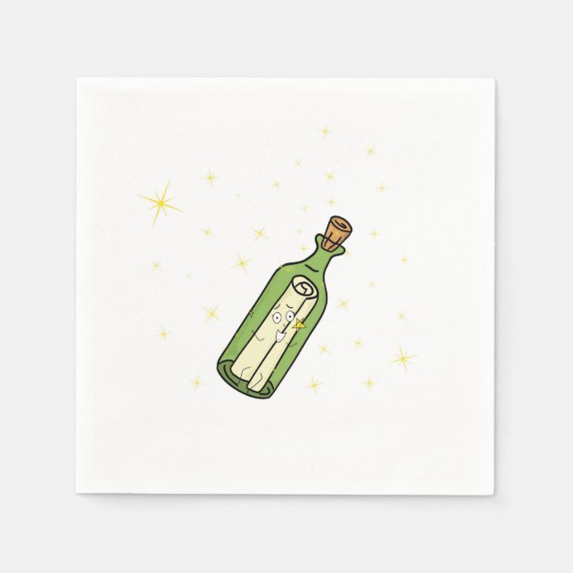 Message in a bottle theme napkin (Front)