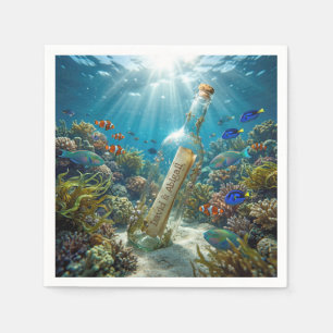 Message in a Bottle with Names Napkin