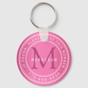 Message - Monogram in Pink Key Ring