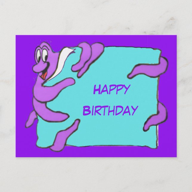 Message Octopus Happy Birthday Postcard (Front)