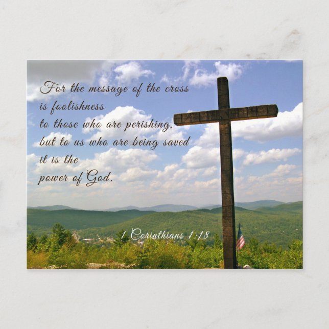 Message of the Cross Christian Scripture Postcard (Front)