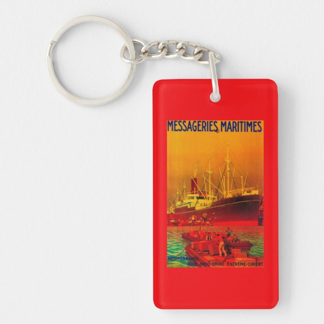 Messageries Maritimes Vintage PosterEurope Key Ring (Front)