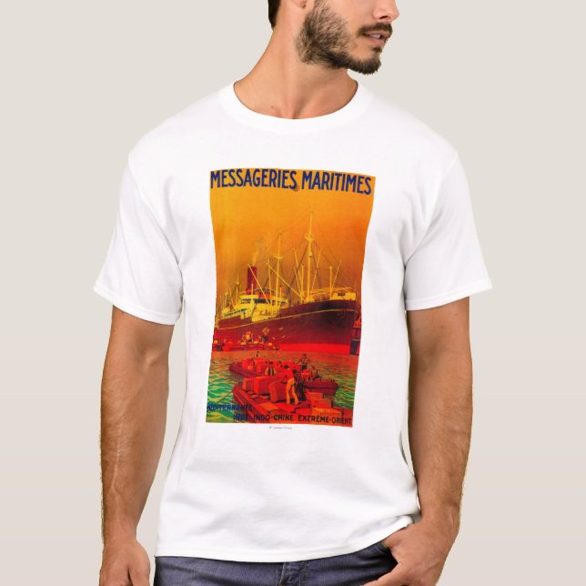 Messageries Maritimes Vintage PosterEurope T-Shirt (Front)