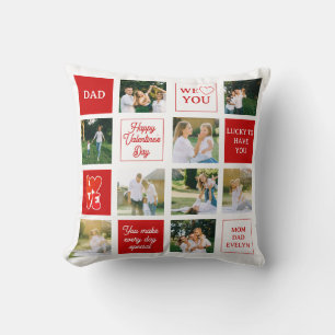 Messages for Dad 9 Photo Collage Valentine's Day Cushion