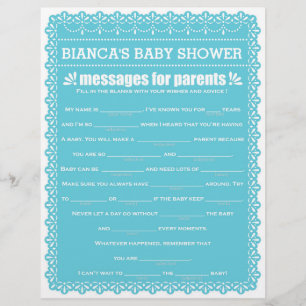Messages for Parents Blue Papel Picado Baby Shower