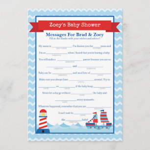 Messages for Parents To Be Nautical Baby Shower Invitation