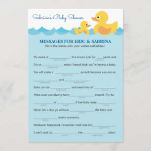 Messages for Parents To Be Rubber Duck Baby Shower Invitation