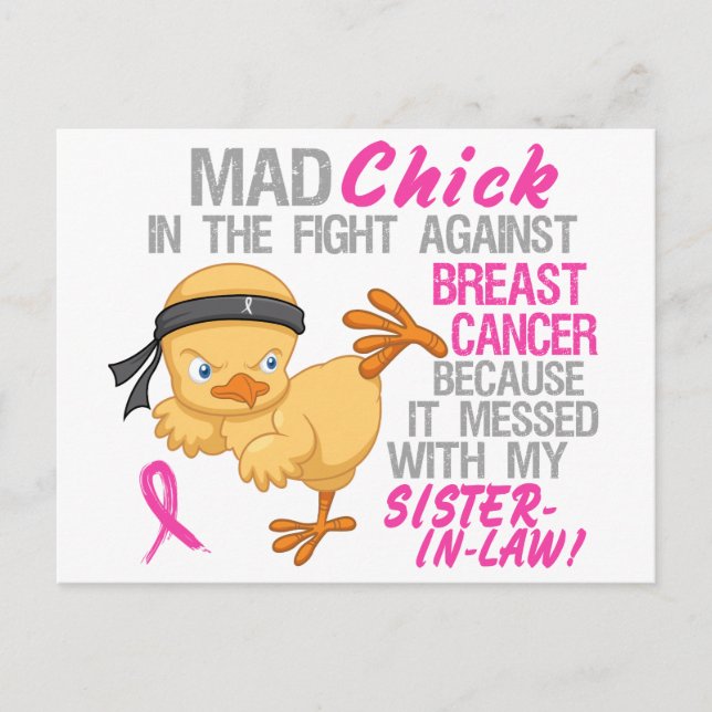 Messed With My Sister-In-Law 3L Breast Cancer Postcard (Front)