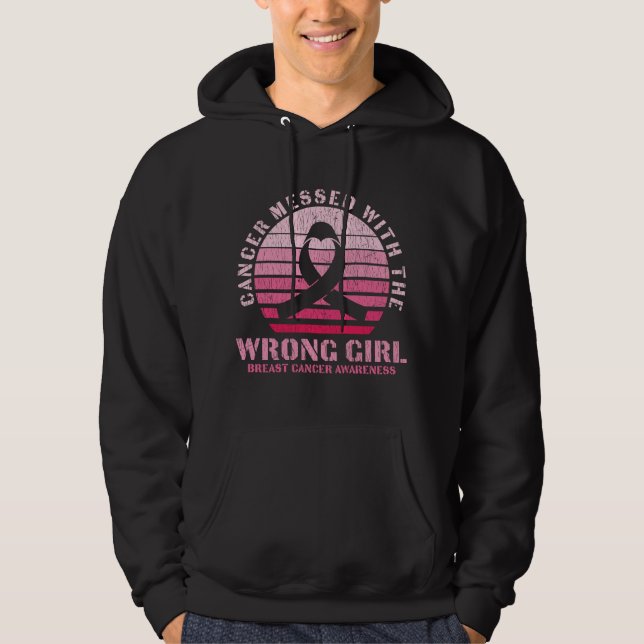 Messed With The Wrong Girl Breast Cancer Awareness Hoodie (Front)