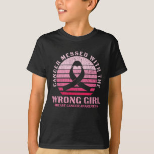 Messed With The Wrong Girl Breast Cancer Awareness T-Shirt