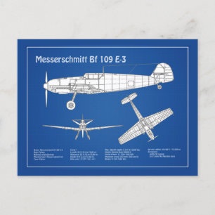 Messerschmitt Bf 109 - Aeroplane Blueprint ABD Postcard