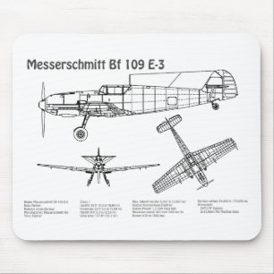 Messerschmitt Bf 109 - Aeroplane Blueprint BD Mouse Mat