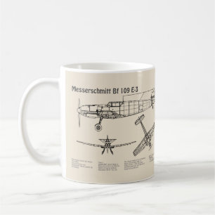Messerschmitt Bf 109 - Aeroplane Blueprint SD Coffee Mug