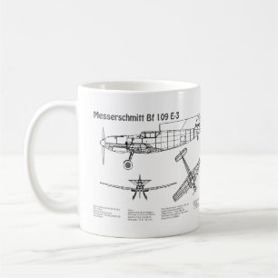 Messerschmitt Bf 109 - Airplane Blueprint BD Coffee Mug