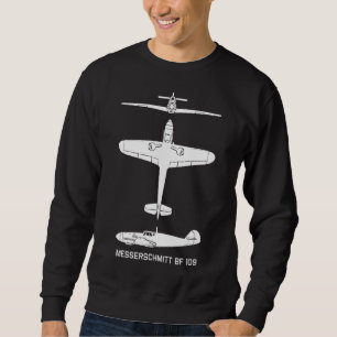Messerschmitt Bf 109 German Ww2 Fighter Plane Silh Sweatshirt