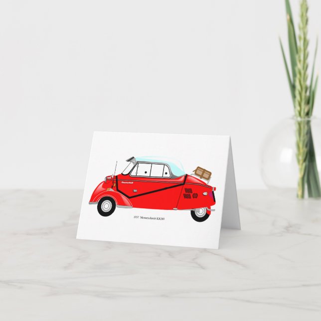 Messerschmitt KR200 Bubble car greeting card. Thank You Card (Front)