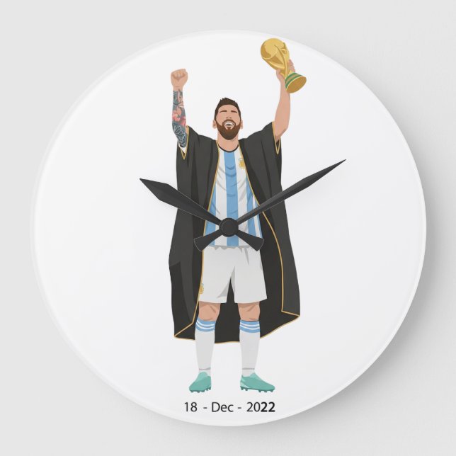 Messi World Cup Champion  Large Clock (Front)