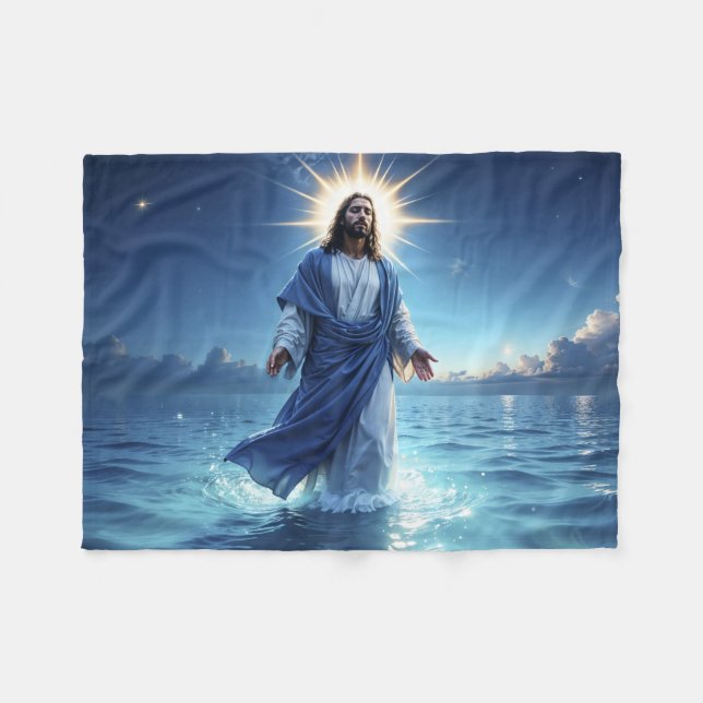 Messiah Jesus Christ grace and serenity art Fleece Blanket (Front (Horizontal))