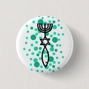 Messianic Symbol With Aqua Dots 3 Cm Round Badge