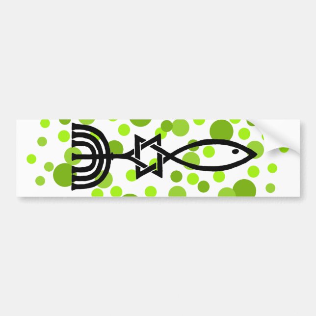 Messianic Symbol With Green Dots Bumper Sticker (Front)