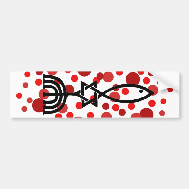 Messianic Symbol With Red Dots Bumper Sticker (Front)
