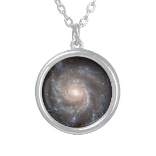 messier 101 ngc 5457 galaxy stars space silver plated necklace