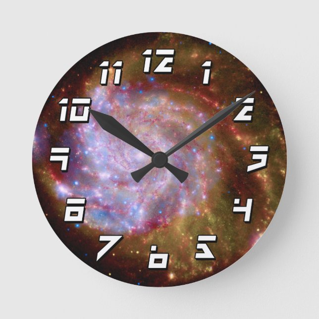 Messier 101 Spiral Galaxy - Hubble Telescope Photo Round Clock (Front)