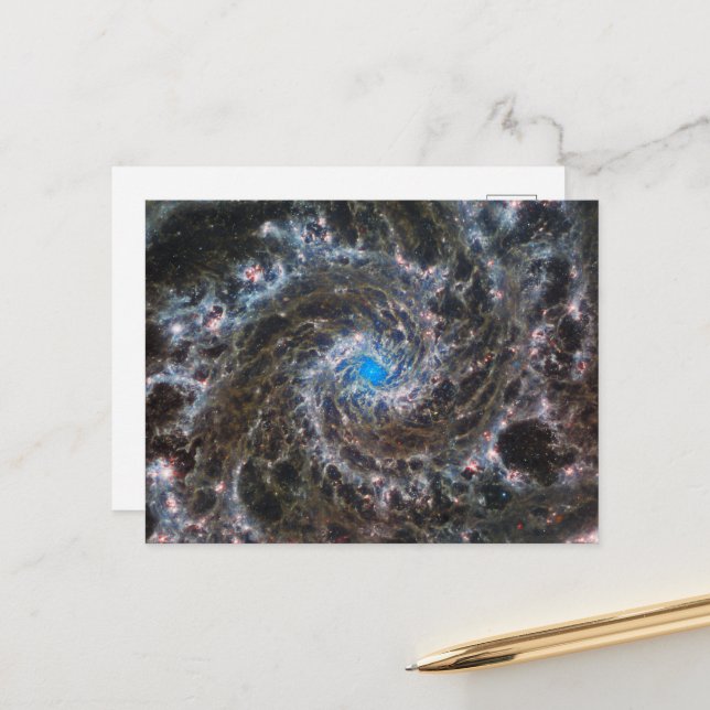 Messier 74 (M74) Galaxy | NGC 628 | MIRI | JWST Postcard (Front/Back In Situ)