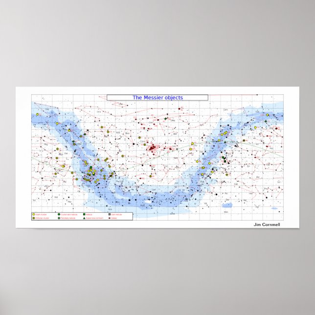 Messier Star Chart, simple overall view Poster (Front)