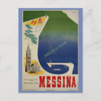 Messina port of Sicily vintage Italian travel ad