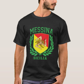 Messina Sicilia Flag And Trinacria Shield Design S T-Shirt