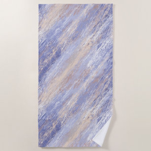 Messy Abstract Blue and Beige Paint Strokes Beach Towel