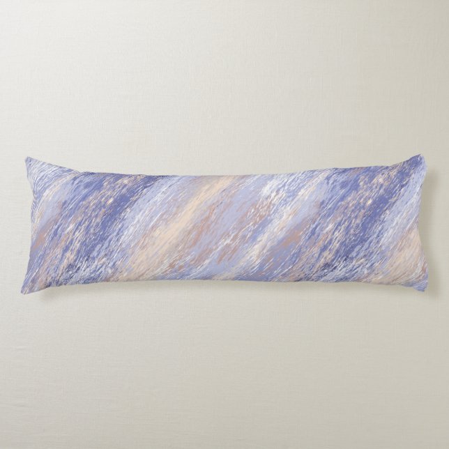 Messy Abstract Blue and Beige Paint Strokes Body Cushion (Front)