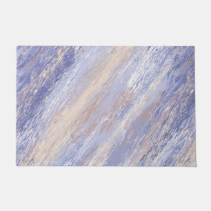 Messy Abstract Blue and Beige Paint Strokes Doormat