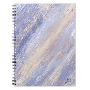 Messy Abstract Blue and Beige Paint Strokes Notebook