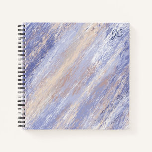 Messy Abstract Blue and Beige Paint Strokes Notebook