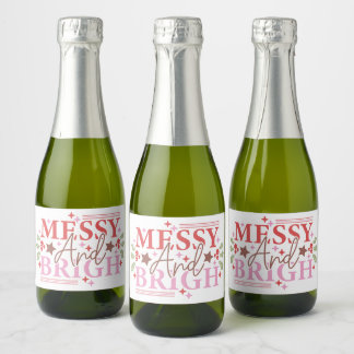 Messy and Bright Christmas gift  Sparkling Wine Label