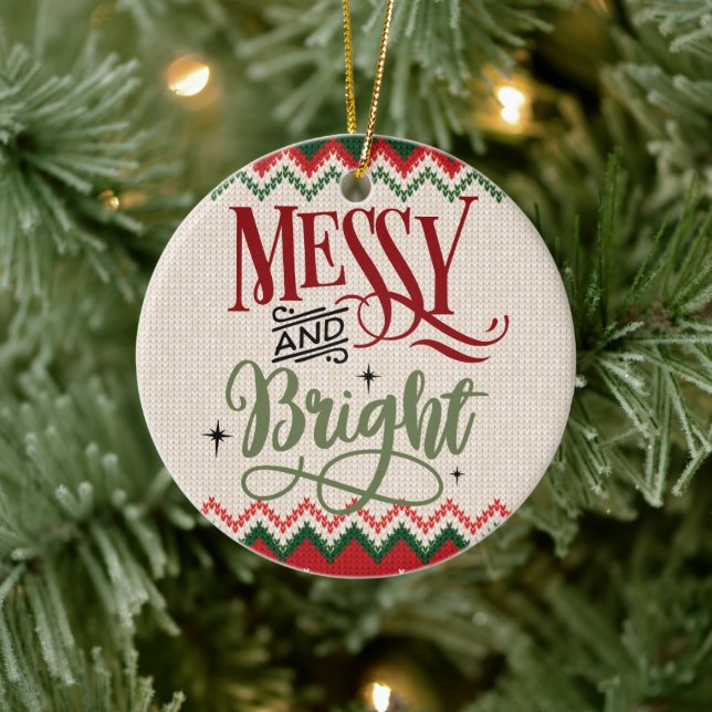 Messy and Bright - Funny Christmas Holiday Ceramic Tree Decoration (Tree)
