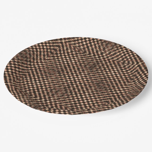 Messy and messy brown chess over each other paper plate (Angled)