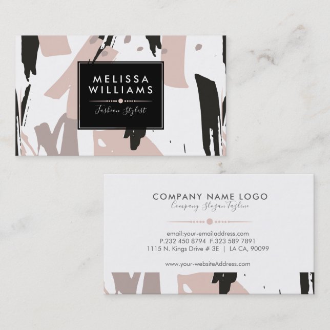 Messy BrushStrokes Modern Arty Composition Business Card (Front/Back)