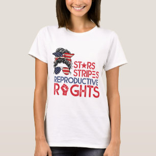 Messy Bun American Flag Pro Choice Star Stripes Eq T-Shirt