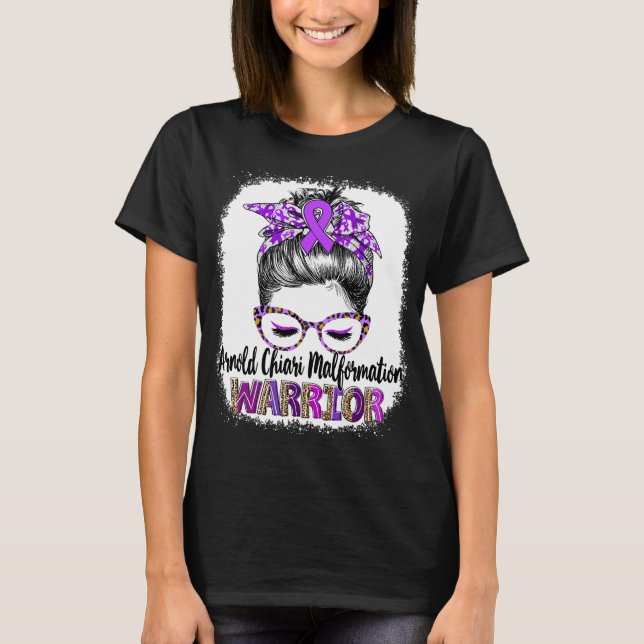 Messy Bun Arnold Chiari Malformation Warrior T-Shirt (Front)