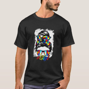 Messy Bun Band Ana Gigi La Dies Girls Women Autism T-Shirt