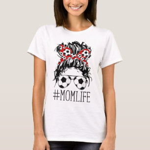 Messy Bun Bandanna Hair Wearing Soccer Sunglasses T-Shirt